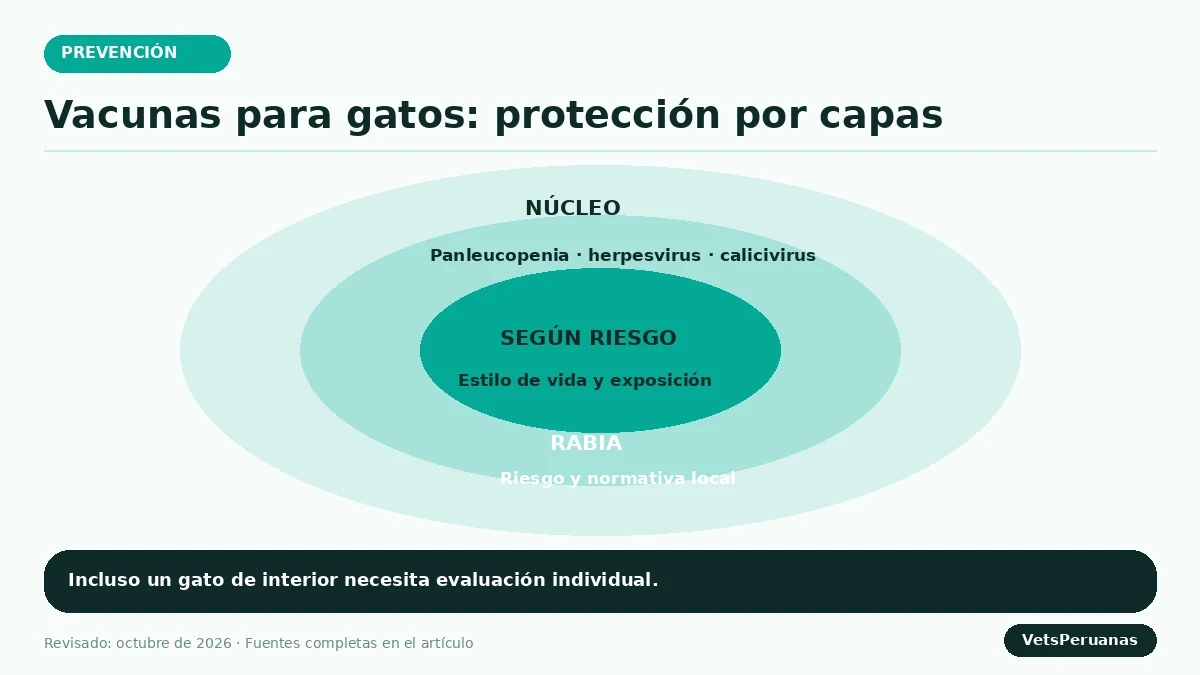 Gráfico editorial sobre Calendario de vacunas para gatos en Perú: guía 2026